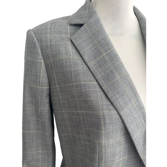 DKNY Women's Gray Yellow Glen Plaid Button Blazer Size 4 - Picture 4 of 6